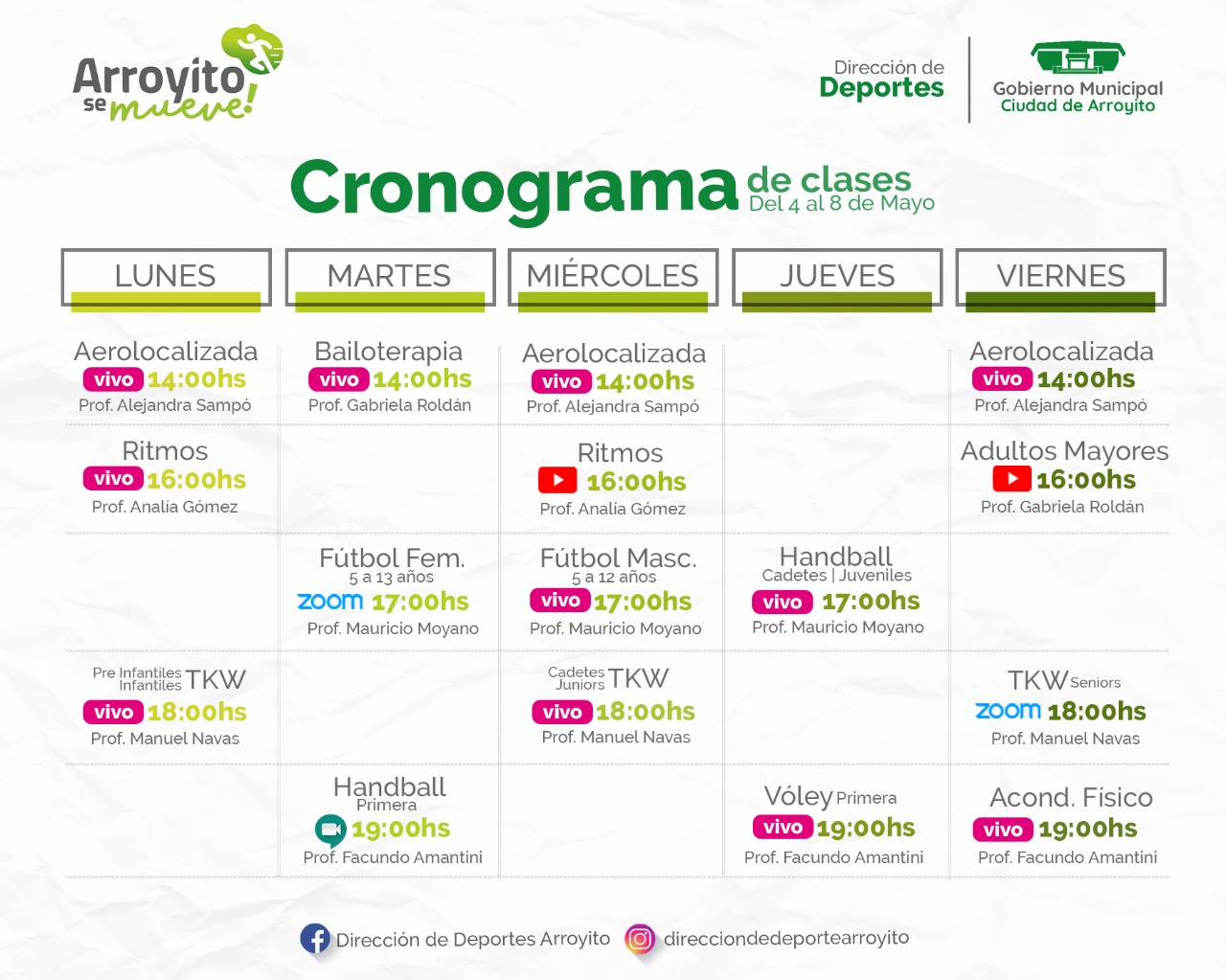 Calendario deportivo de Arroyito