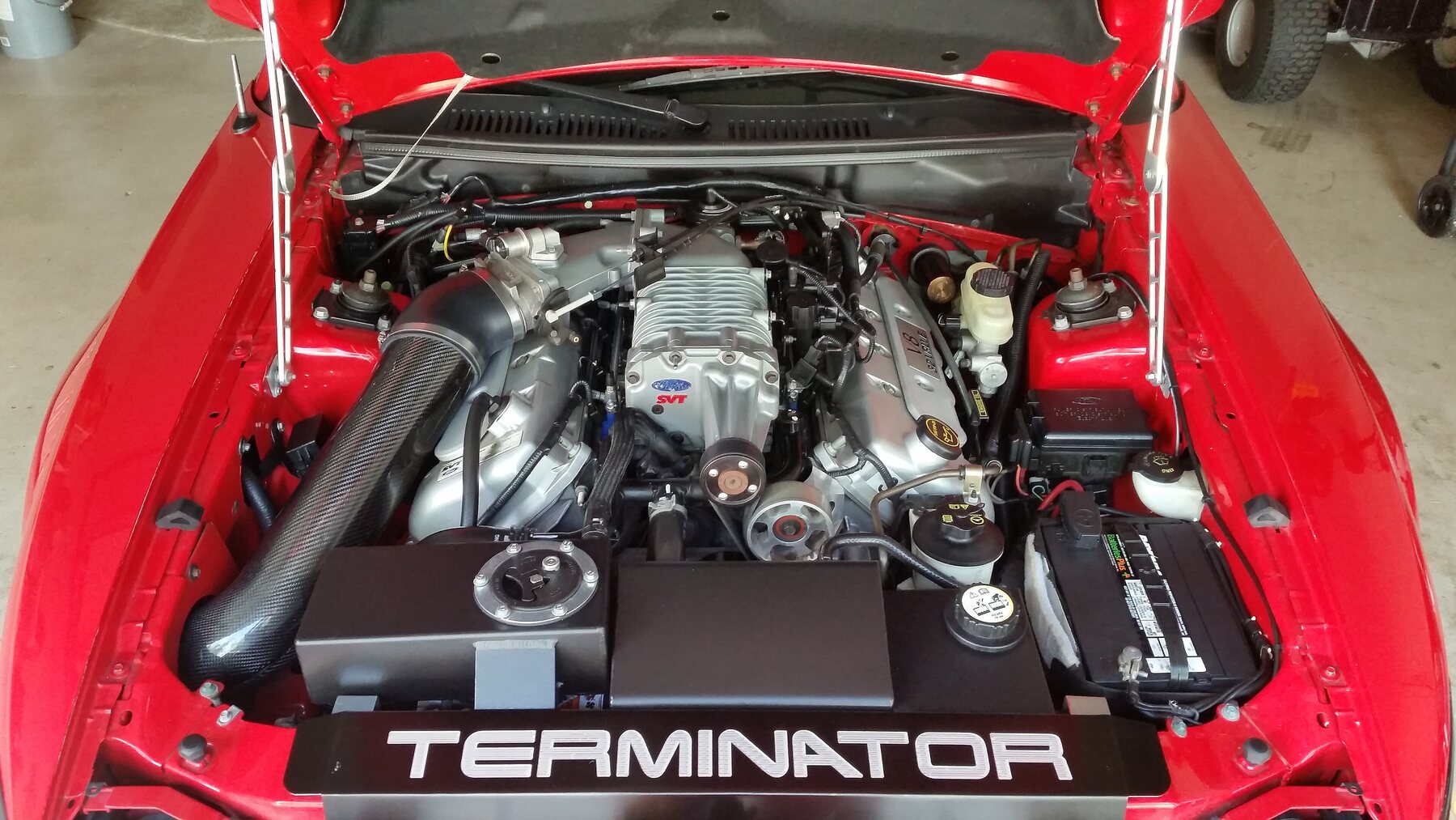 El 4.6 de cuatro válvulas con compresor de una Mustang SVT Cobra 2004.