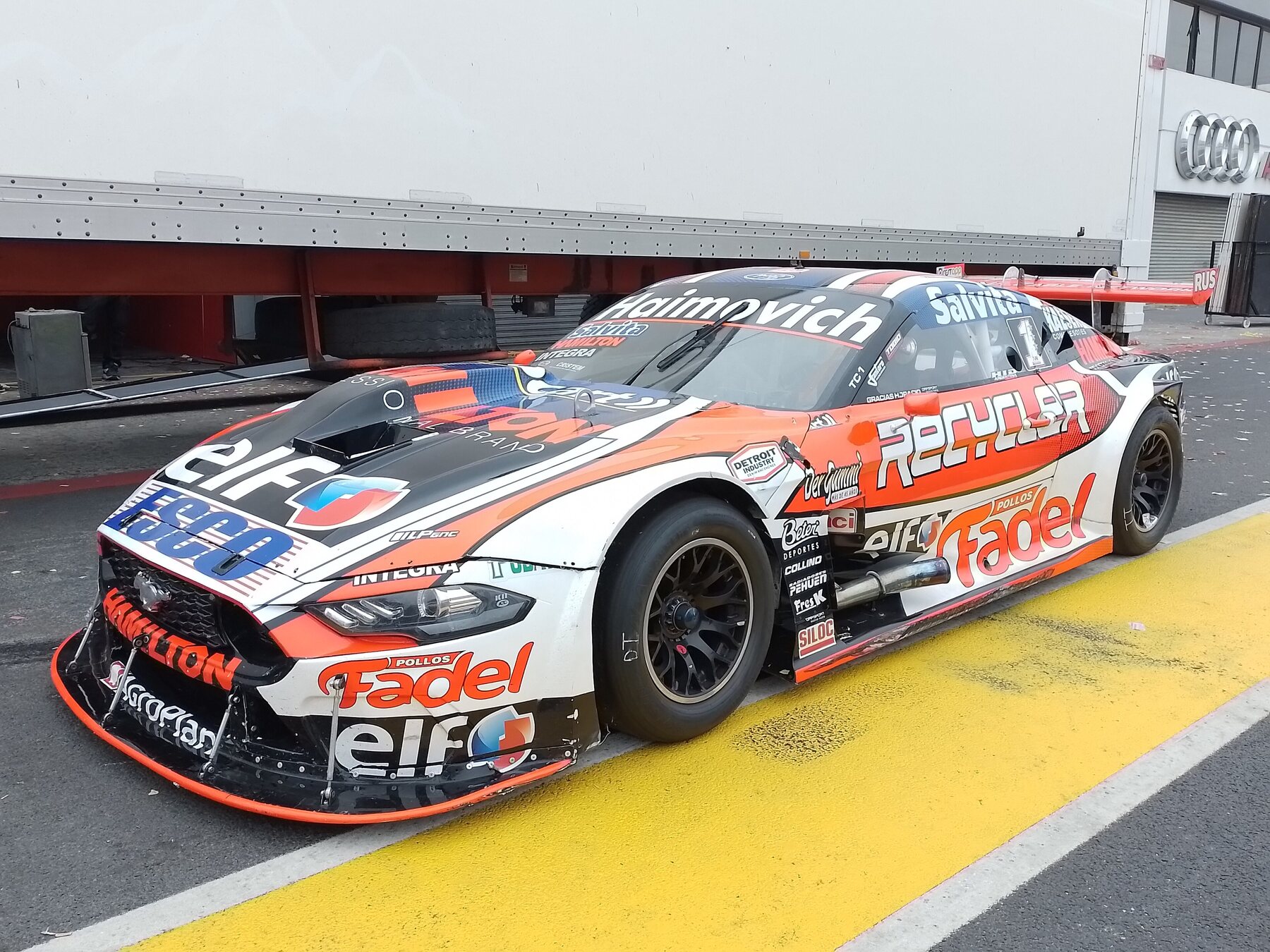 El Ford Mustang de Mariano Werner después de la carrera del Gran Premio Buenos Aires 2024.